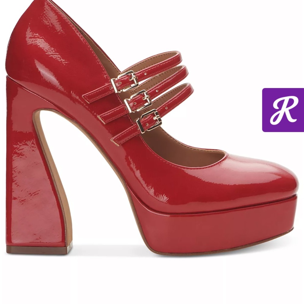 jessica simpson patent red chunky heel